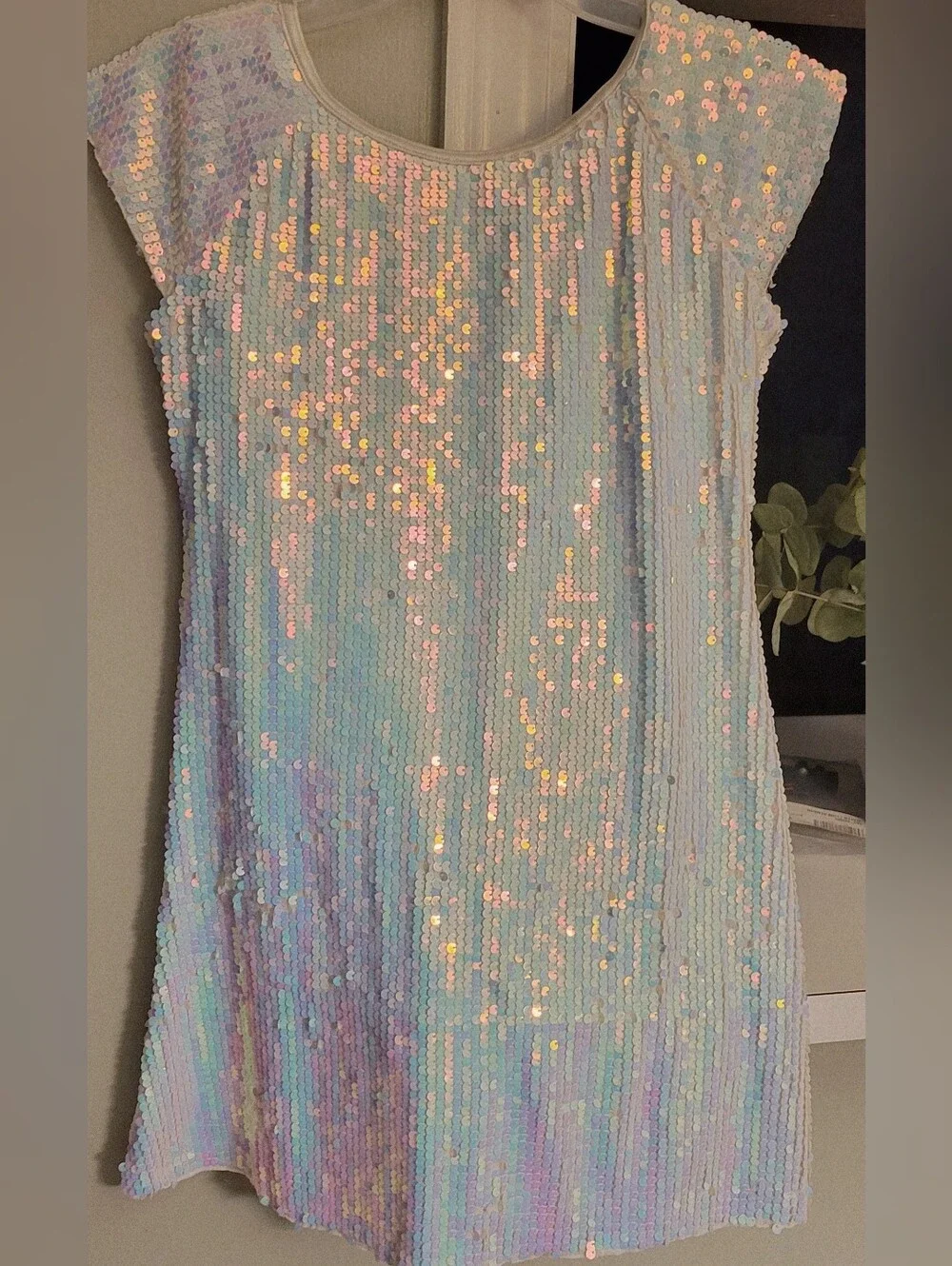 Iridescent Sequin Costume.Shimmering White